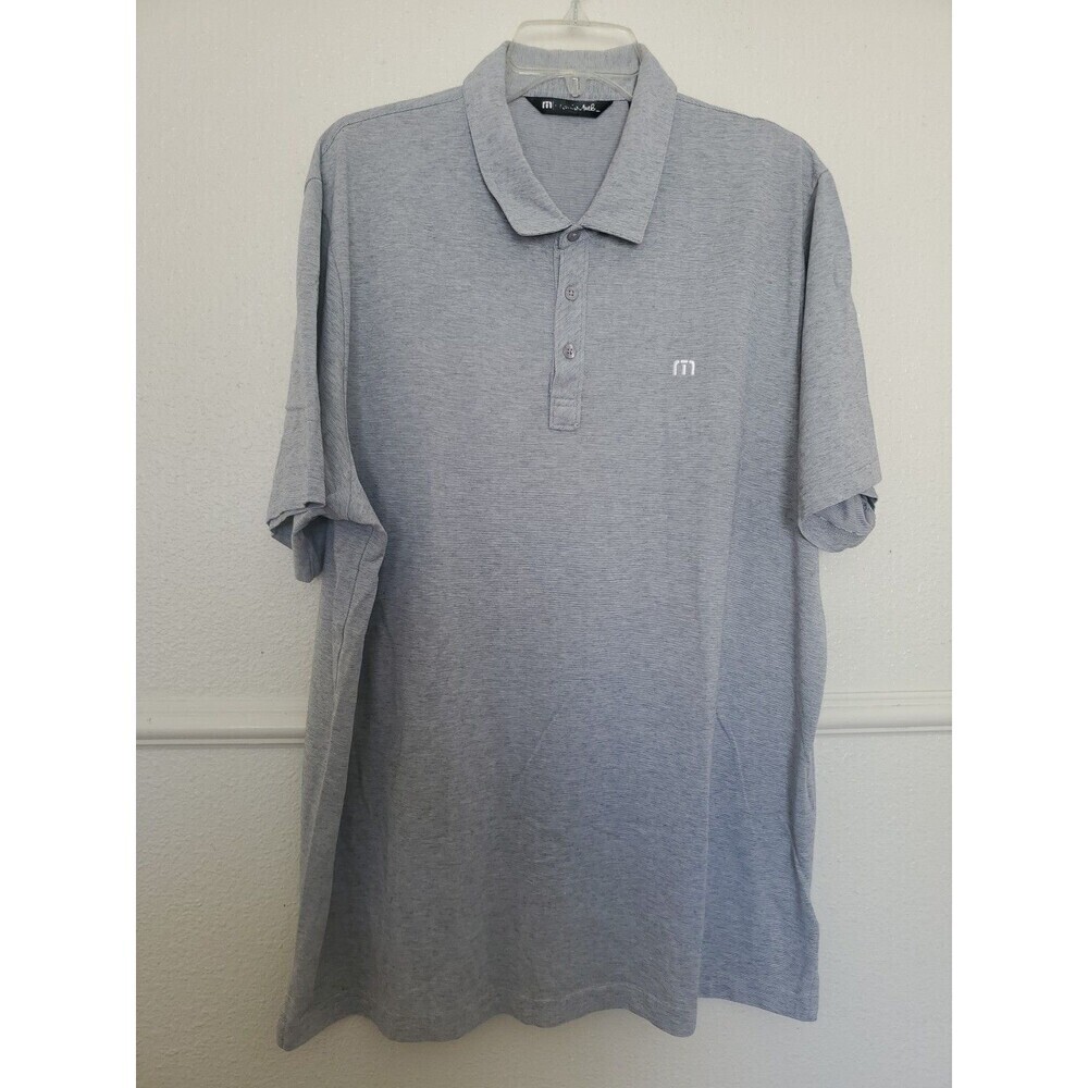 Travis Mathew Shirt Mens 2XL XXL Gray Golf Polo Short Sleeve Embroidered Logo